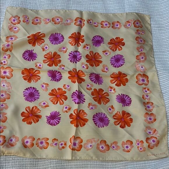 Anne Klein Cream Floral Silk Scarf - Picture 2 of 9